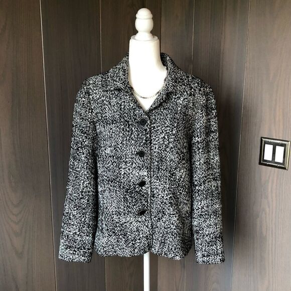Coldwater Creek Black & White Tweed Blazer Jacket - Picture 1 of 9